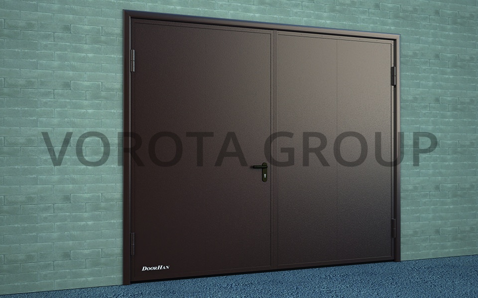 Металлические гаражные ворота Doorhan коричневые 3300x3100