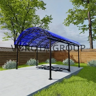 Арочный навес синего цвета, сотовый поликарбонат 5500*7000