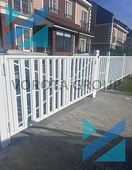 Распашные ворота из евроштакетника Alutech 1400х2500