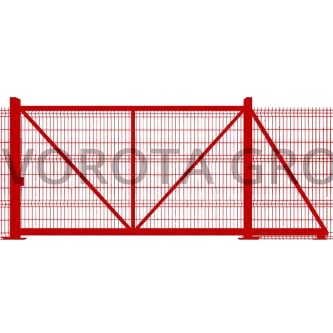 Откатные ворота на винтовых сваях Doorhan из красной сетки 3200x2200